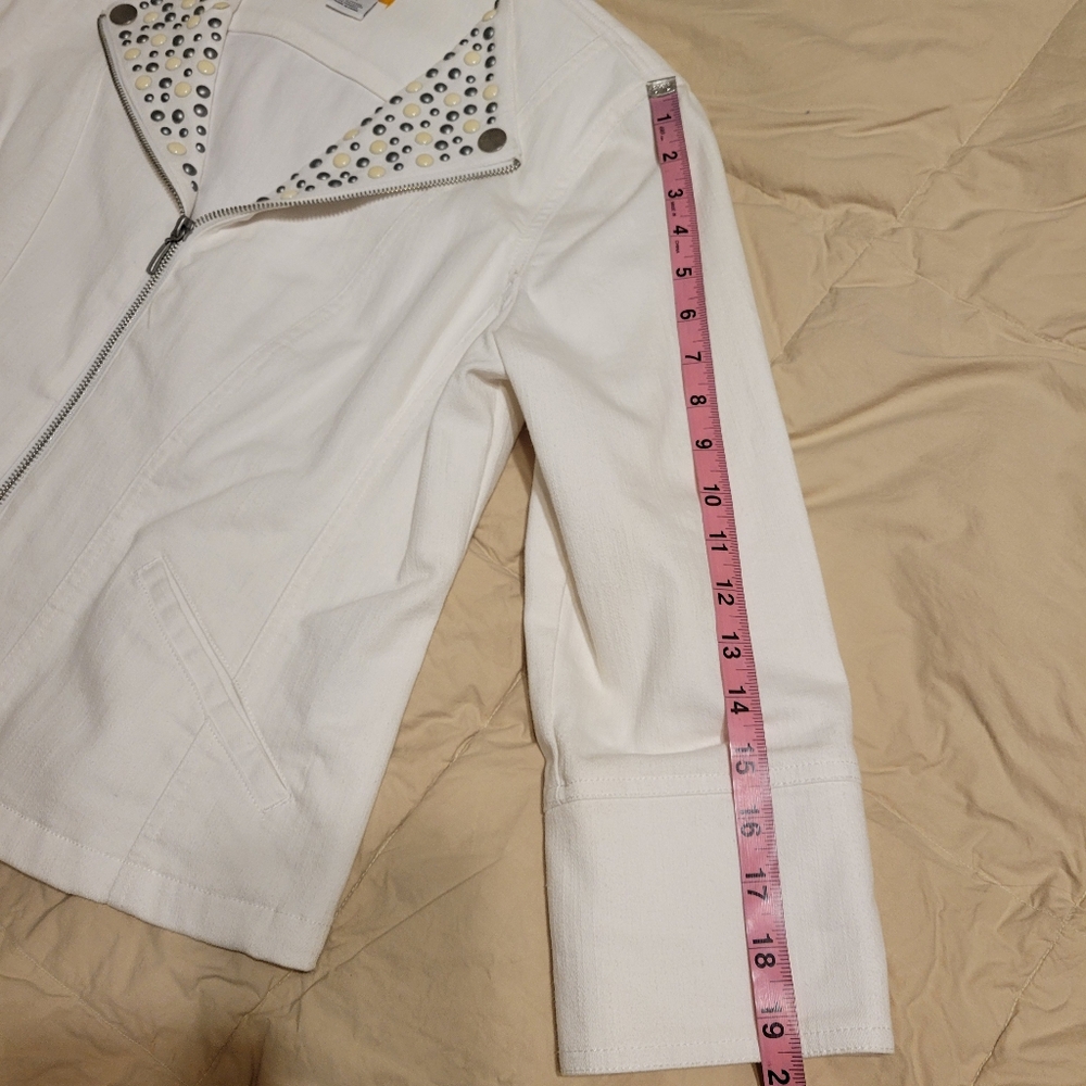 Ruby Rd. Woman's Studded White Jean jacket Blazer two sizes available 12 and 10 - Picture 6 of 16